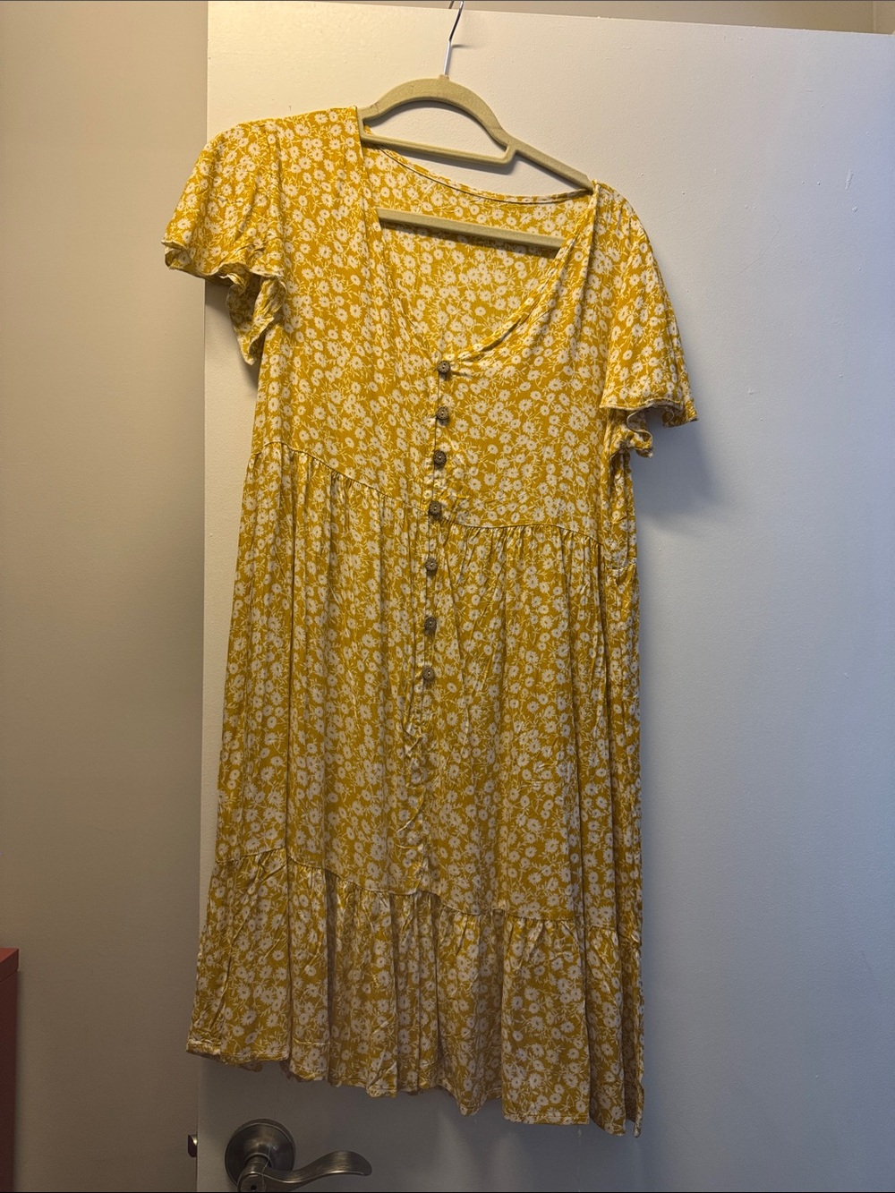 Yellow Floral Button-Front Sundress